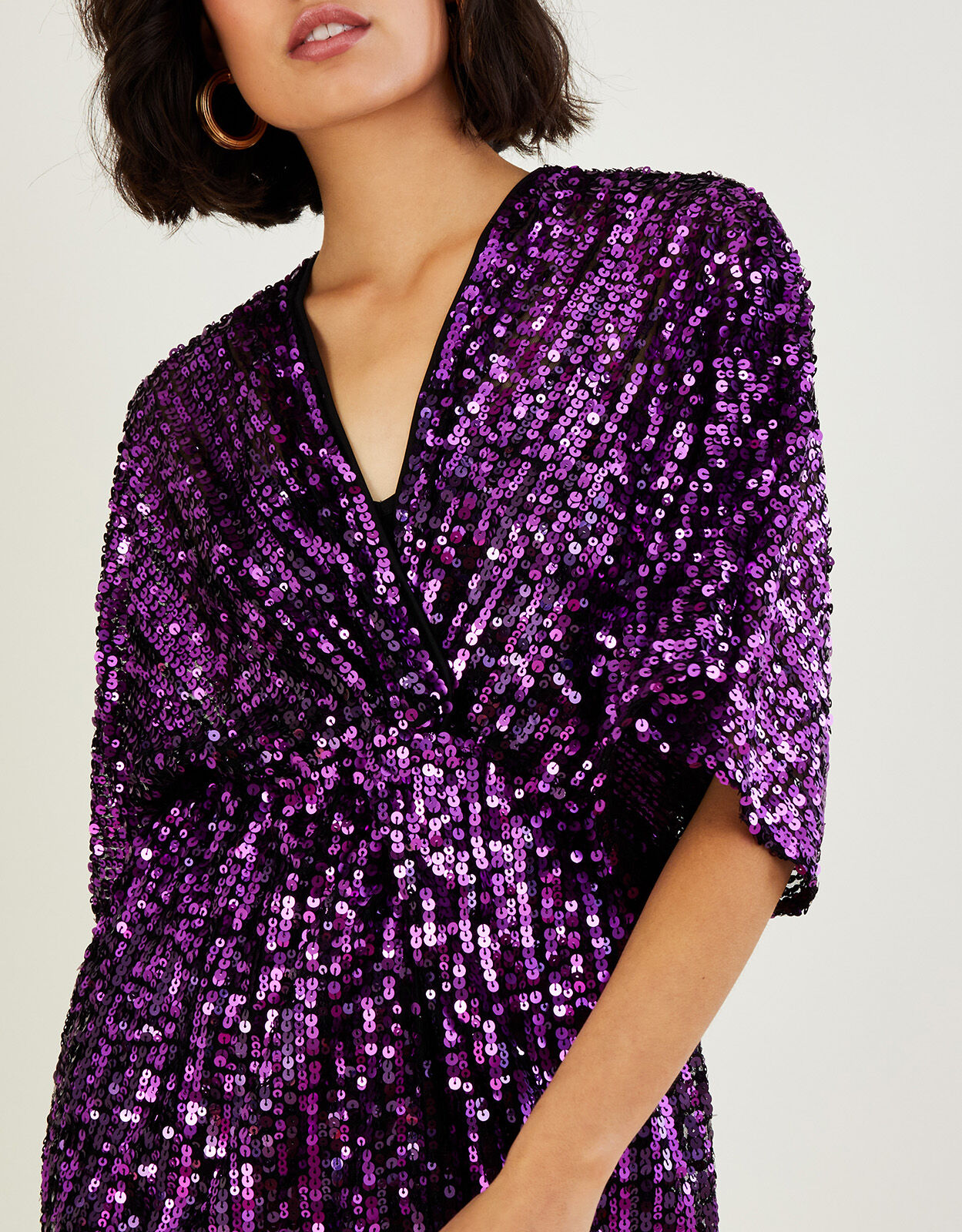 Purple sequin hotsell dress short