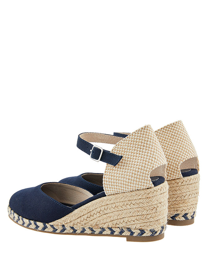 Tabby Two-Part Low Wedges, Blue (NAVY), large