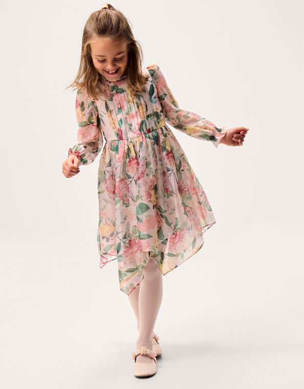 Agnes Long Sleeve Floral Chiffon Dress, Multi (MULTI), large