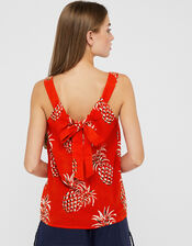 Anasi Woodblock Cami Top in Organic Cotton, Red (RED), large