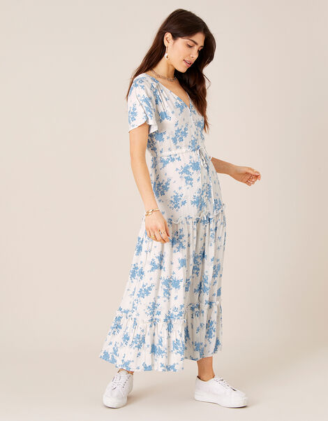 Floral Midi Dress in LENZING&trade; ECOVERO&trade; Ivory, Ivory (IVORY), large