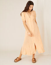 Printed Tea Dress in Sustainable Viscose, Orange (PEACH), large
