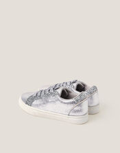 Glitter Metallic Sneakers, Silver (SILVER), large