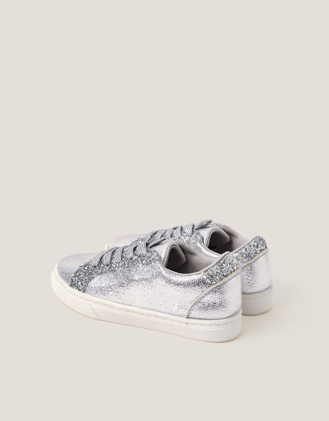 Glitter Metallic Sneakers, Silver (SILVER), large