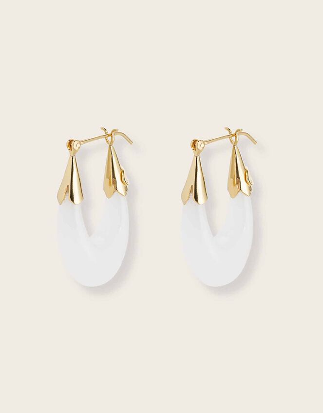 Gas Bijoux Ecume Acetate Gold Plated Stone Hoop Earrings, , large