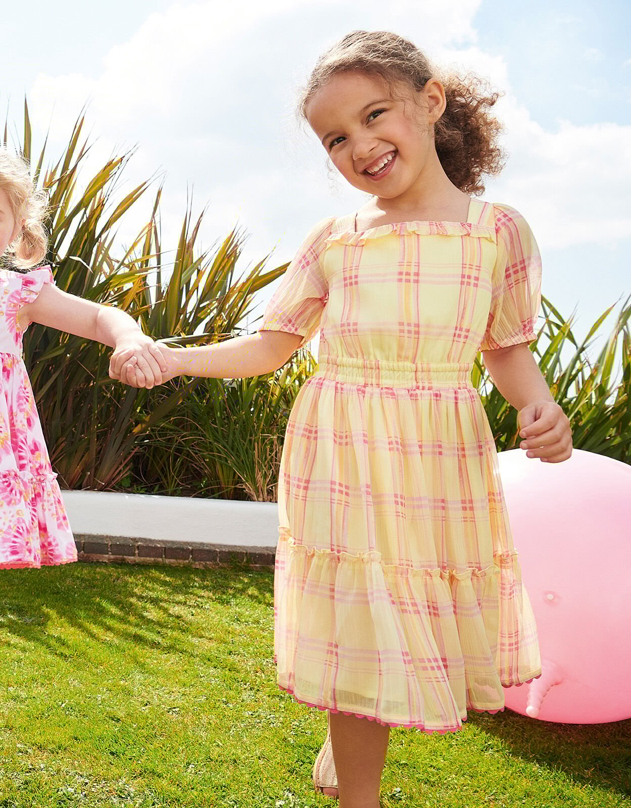 Check Puff Sleeve Dress Yellow Girls Dresses Monsoon ROI