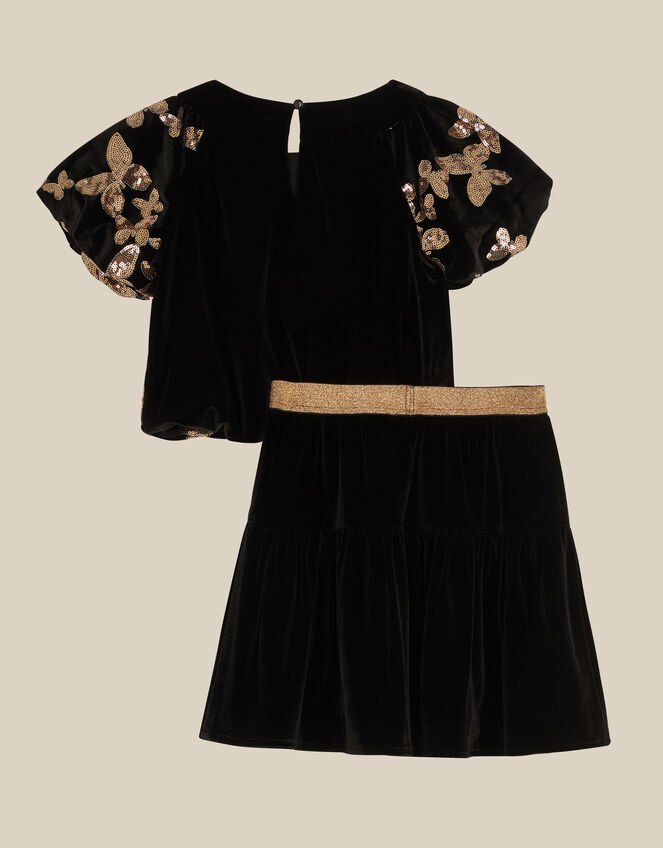 Sequin Butterfly Velvet Top & Skirt Set, Multi (MULTI), large
