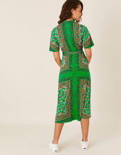 Raegan Heritage Print Midi Dress, Green (GREEN), large