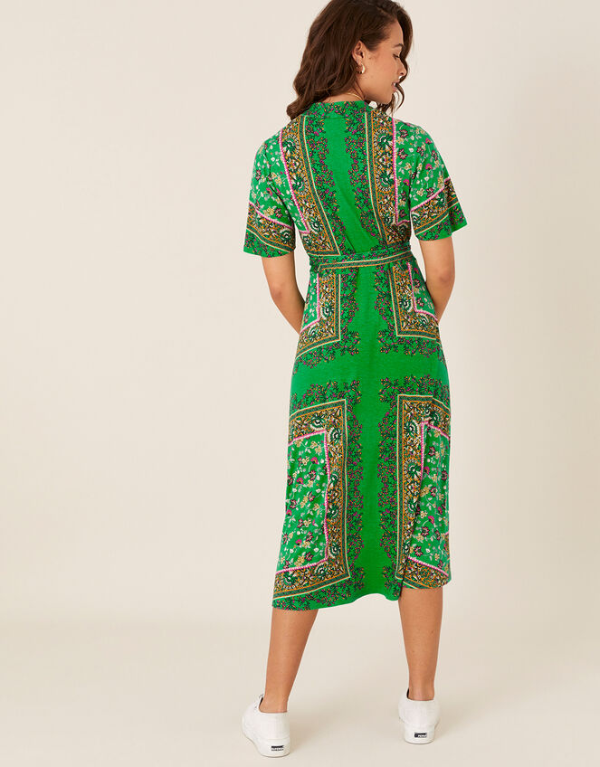 Raegan Heritage Print Midi Dress, Green (GREEN), large