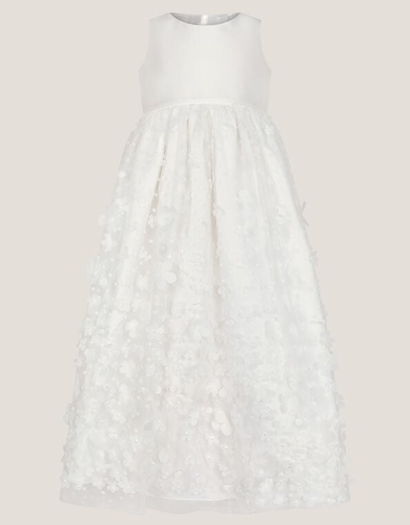 Baby Floral Appliqu&eacute; Christening Dress, Ivory (IVORY), large