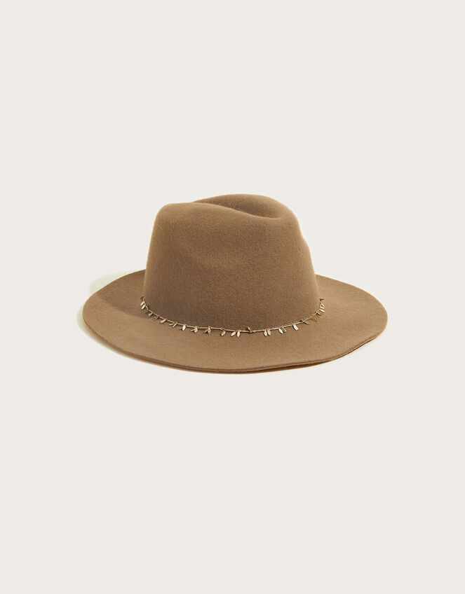Leaf Chain Trim Fedora Hat, , large
