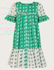 Floral Colourblock Swing Dress, Green (GREEN), large