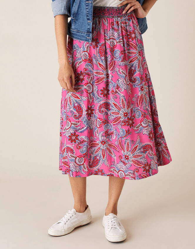Paisley Print Skirt in LENZING™ ECOVERO™, Pink (PINK), large