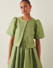 Mya Puff-Sleeve Jacket, Green (KHAKI), large
