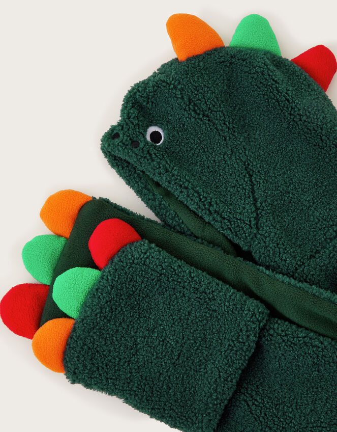 Borg Dinosaur Hat Scarf, Green (GREEN), large