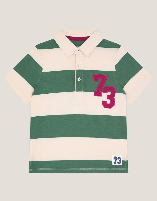 Stripe Short Sleeve Polo Shirt, Green (GREEN), large