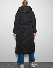 Phoebe Fleece Quilted Puffer Coat, Black (BLACK), large