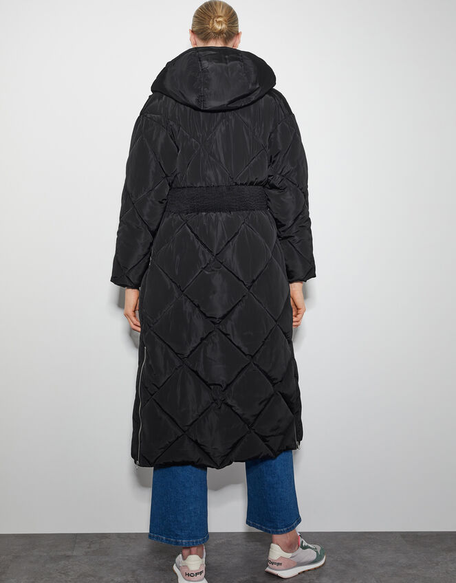 Phoebe Fleece Quilted Puffer Coat, Black (BLACK), large