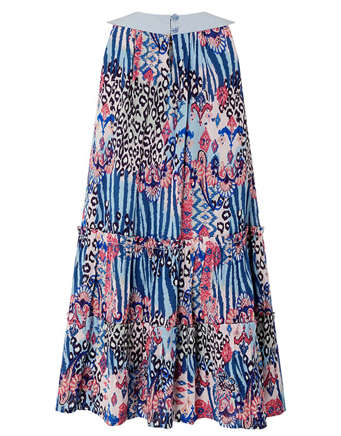 Mercy Clash Print Dress in LENZING™ ECOVERO™, Blue (BLUE), large