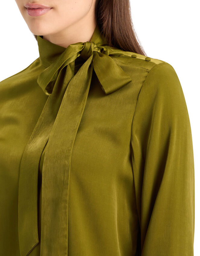 Scotch and Soda Bow Neck Blouse, Green (OLIVE), large