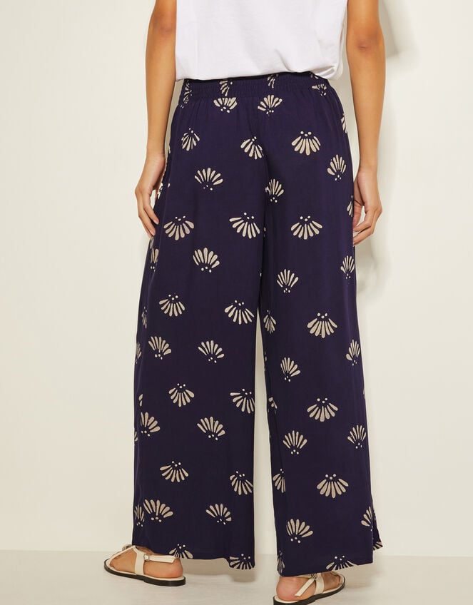 Briana Print Wide Leg Trousers, Blue (NAVY), large