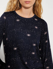 Stormi Star Print Long Pyjamas Set, Blue (NAVY), large