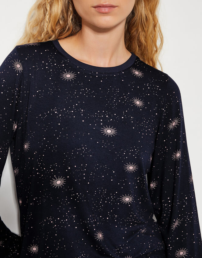 Stormi Star Print Long Pyjamas Set, Blue (NAVY), large