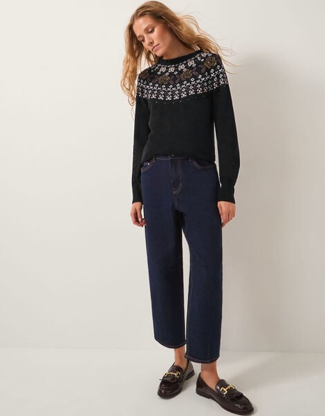Fia Hotfix Fair Isle Jumper, Black (BLACK), large