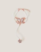Pearl Butterfly Hand Chain Bracelet & Ring, , large