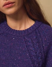 East Ami Cable Knit Jumper, VIOLET, large