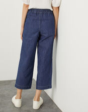 Wide Leg Crop Pull On Hemp Denim Jeans, Blue (DENIM BLUE), large