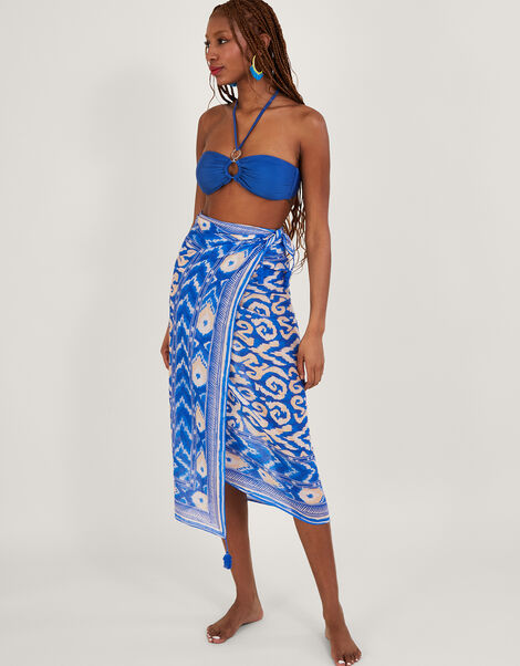 Ikat Print Sarong, Blue (BLUE), large