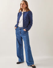 Elora Scalloped Chiffon Jacket, Blue (NAVY), large