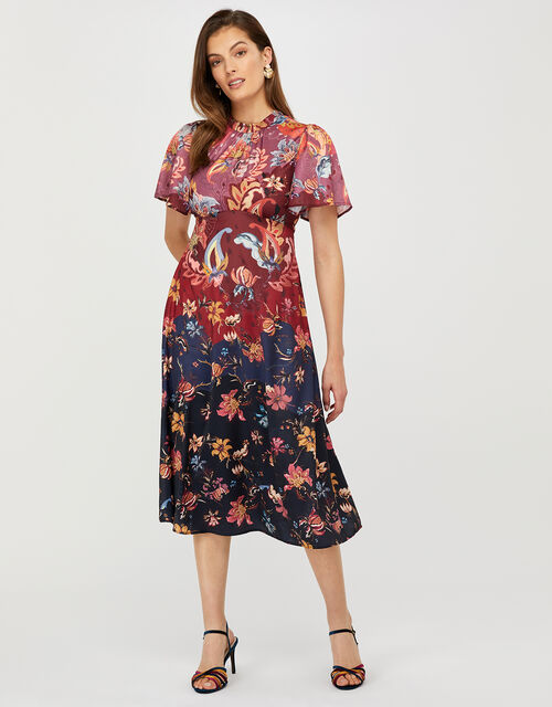 navy midi tea dress