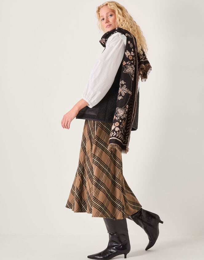 Willa Check Midi Skirt, Camel (CAMEL), large