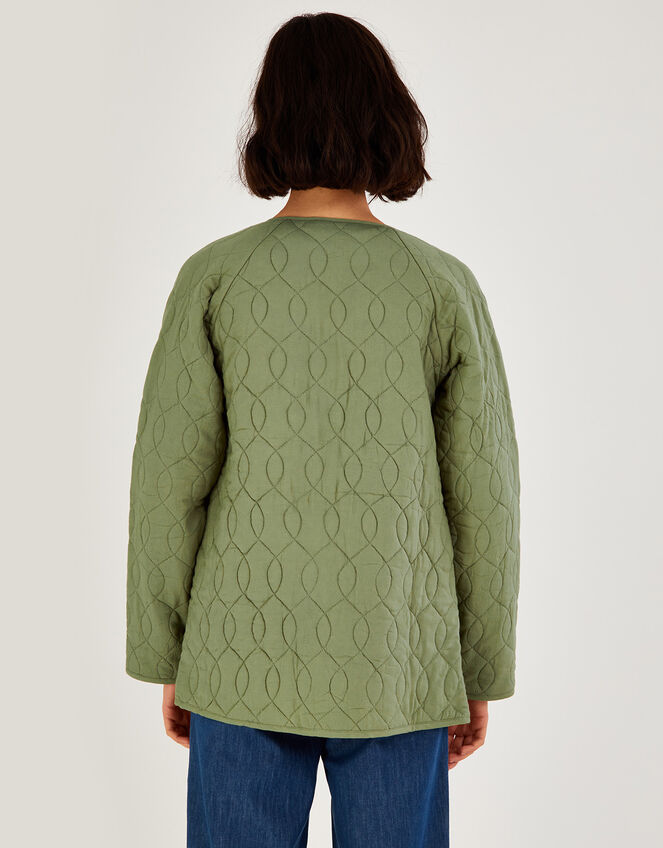 Quilted Jacked with Print Interior in LENZING™ ECOVERO™ , Green (KHAKI), large