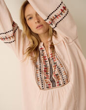 Aoife Geometric Embroidered Top, Pink (BLUSH), large