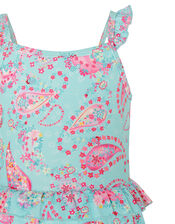 Baby Paisley Print Frill Swimsuit, Blue (BLUE), large