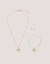 Floral Pearl Bow Jewellery Set , , large