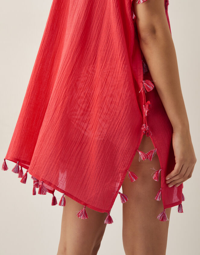 Katie Embroidered Tassel Kaftan, Orange (CORAL), large