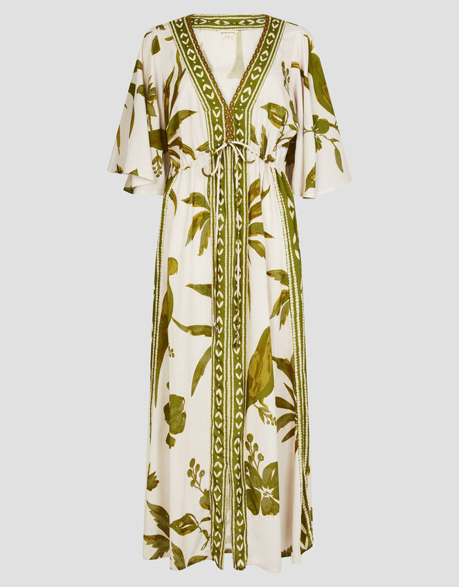 Isla Tropical Print Maxi Dress, Green (GREEN), large
