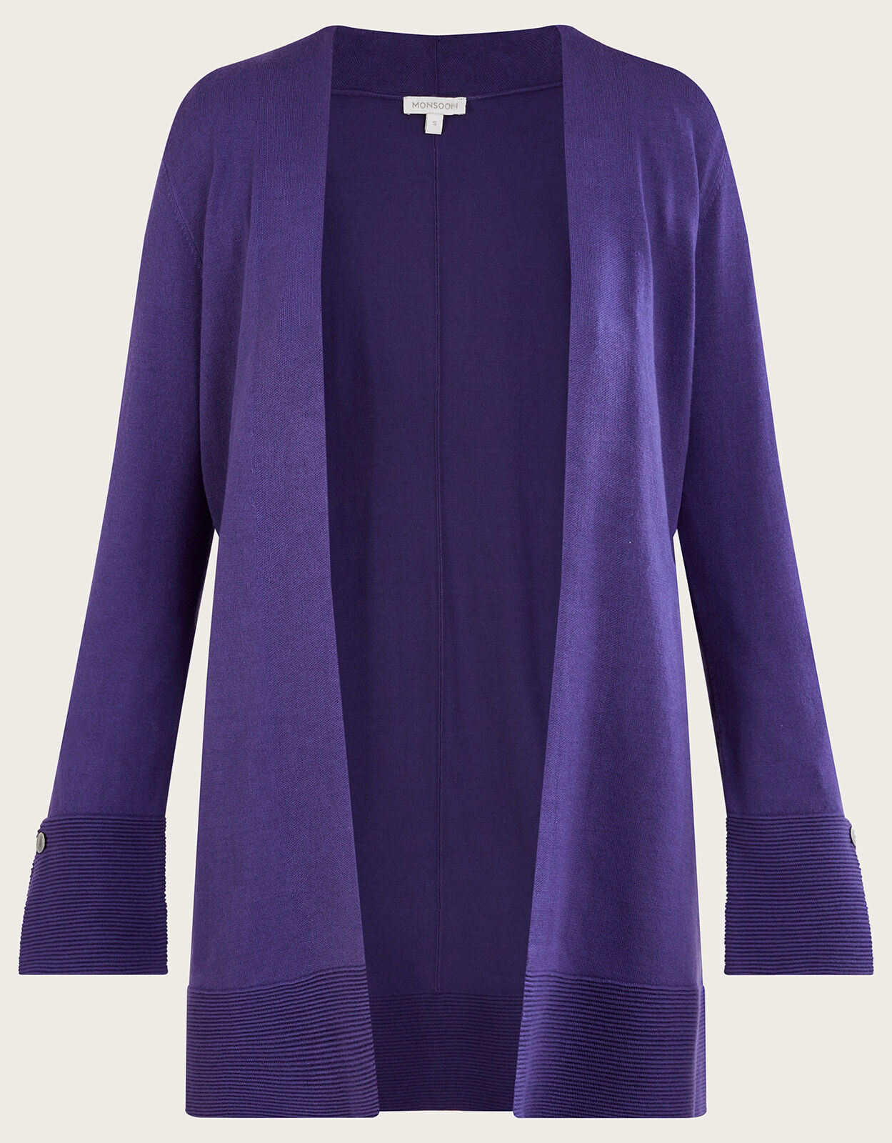 Ottoman Rib Midi Cardigan with LENZING ECOVERO Purple