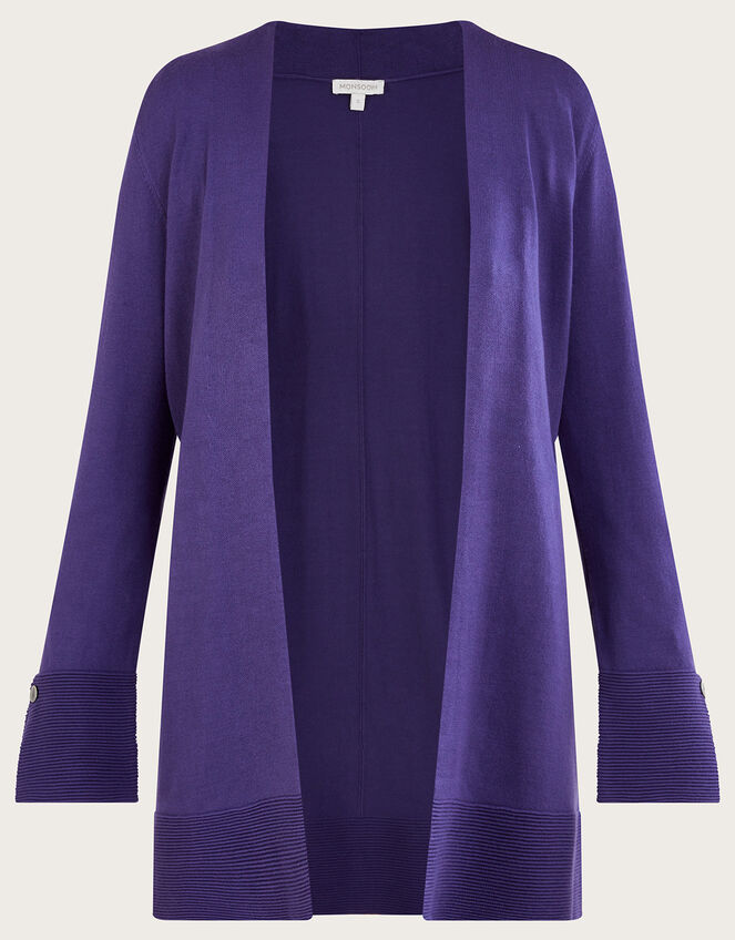 Ottoman Rib Midi Cardigan with LENZING™ ECOVERO™ , Purple (PURPLE), large