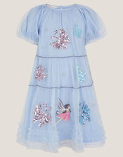 Butterfly Fairy Puff Sleeve Party Dress, Blue (BLUE), large