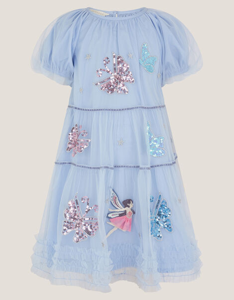 Butterfly Fairy Puff Sleeve Party Dress, Blue (BLUE), large
