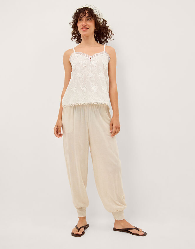 Rosie Embroidered Cami Top, White (WHITE), large