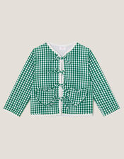 Gingham Tie Jacket , Green (GREEN), large