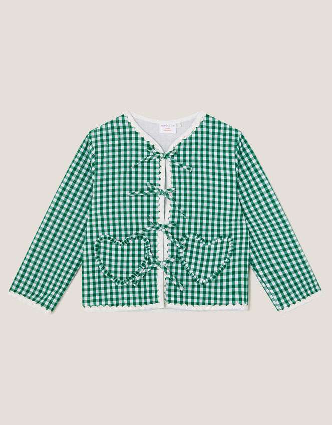 Gingham Tie Jacket , Green (GREEN), large