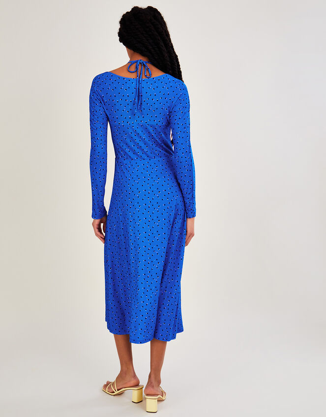 Cut Out Spot Jersey Dress, Blue (COBALT), large