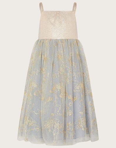 Land of Wonder Fairytale Embroidered Jacquard Dress, Grey (GREY), large